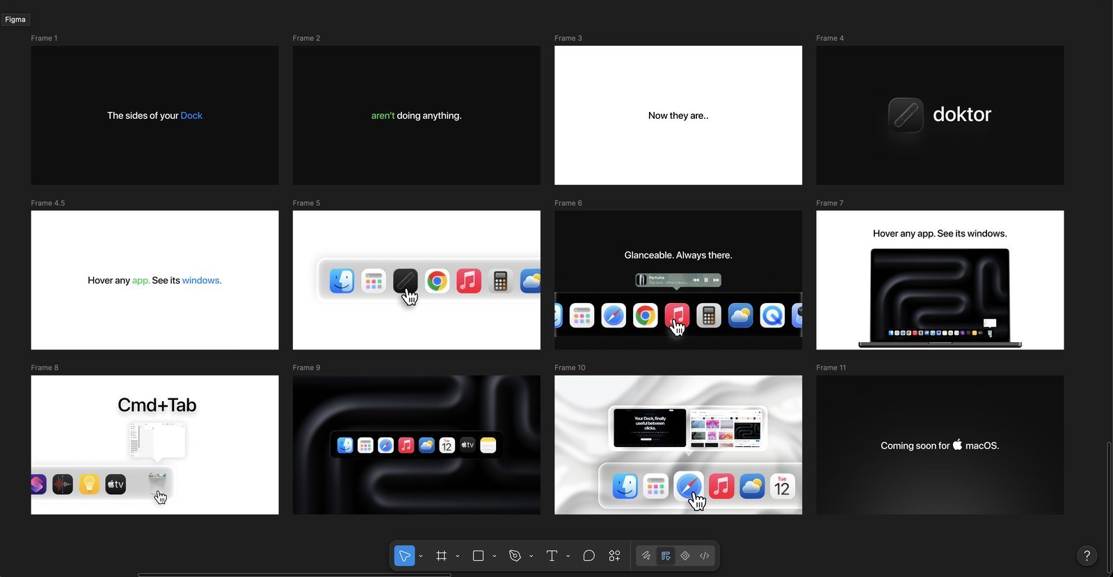 Storyboard frames for a launch video